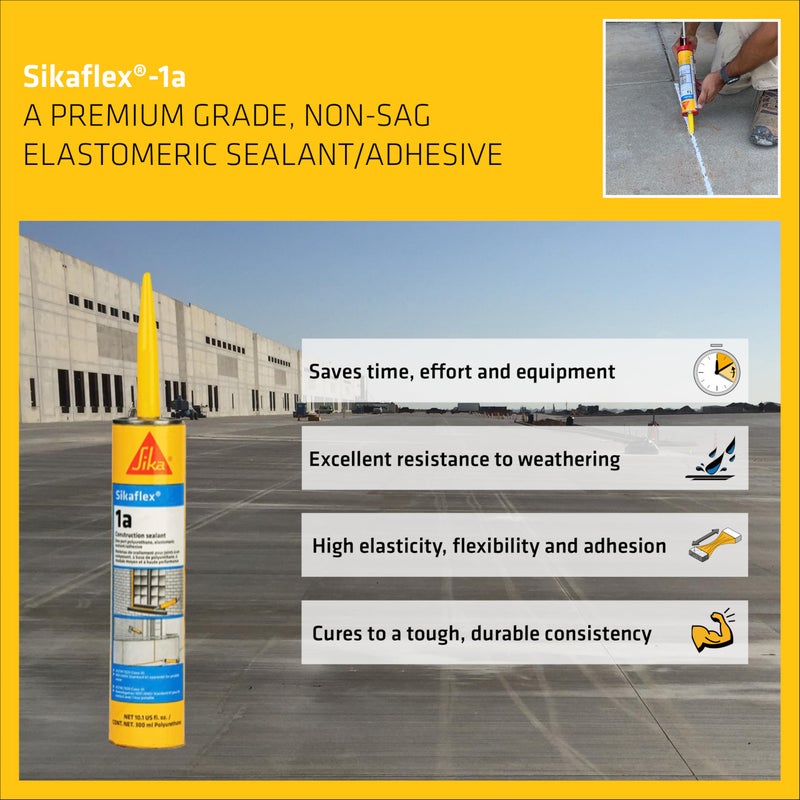 SIKA Sikaflex-1A Joint Sealant, Limestone, for Green and Damp Concrete, Premium Polyurethane Adhesive for Joints, Fast Cure, 10.1 fl. oz Cartridge - Image 3